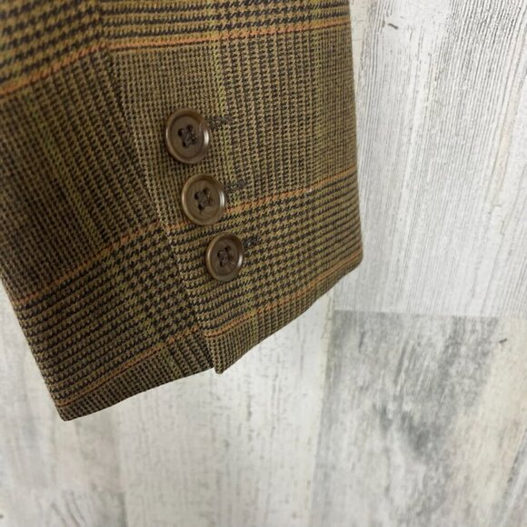 Max Mara plaid wool blazer jacket brown 8 academia preppy classic upscale office - Picture 6 of 9